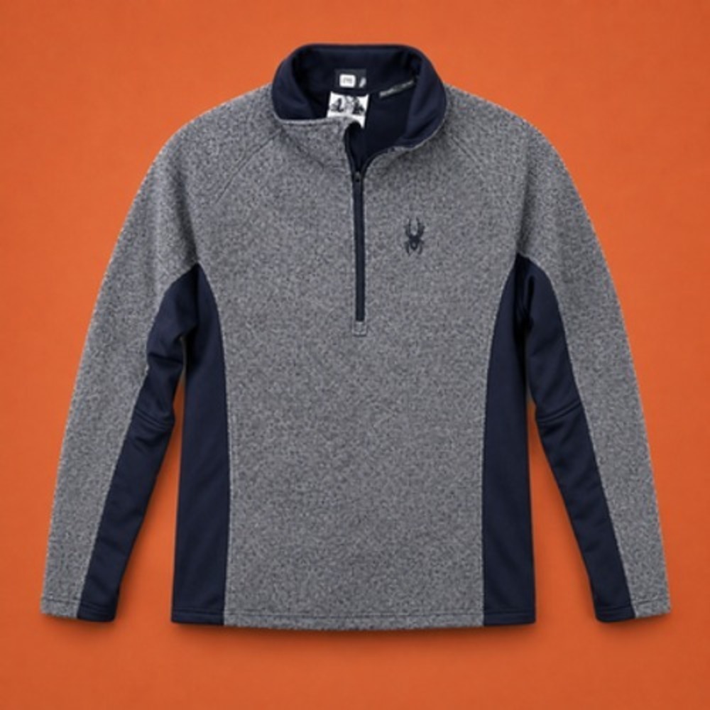 Spyder 1/4 Zip Pullover Mens Medium Gray Fleece Thermal Ski Top - Picture 7 of 15